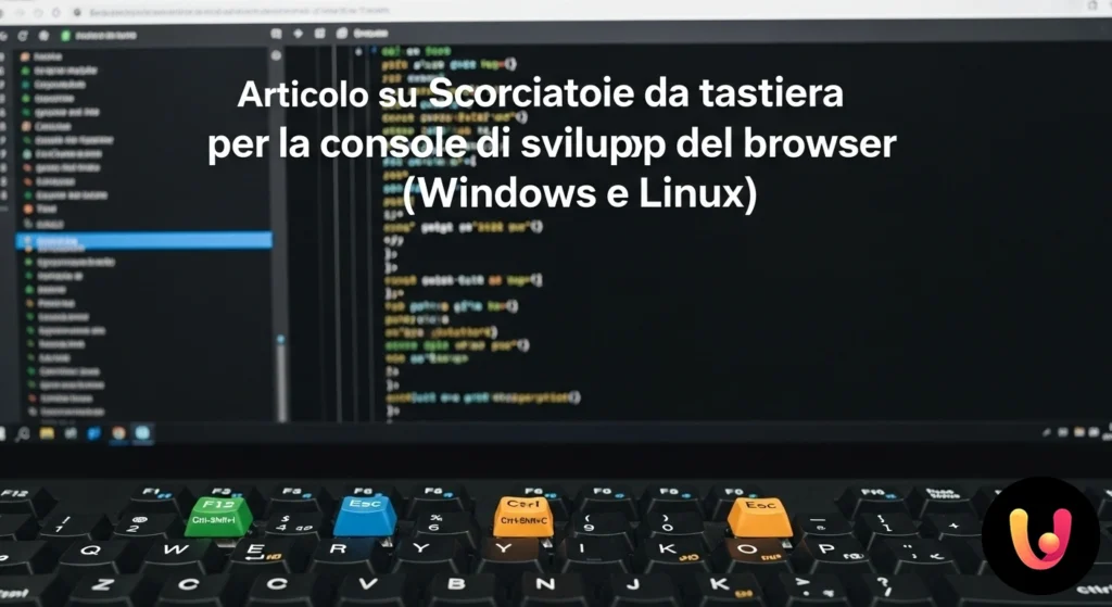 Tastiera per windows e linux con tasti funzione evidenziati per l'accesso alla console di sviluppo del browser.
