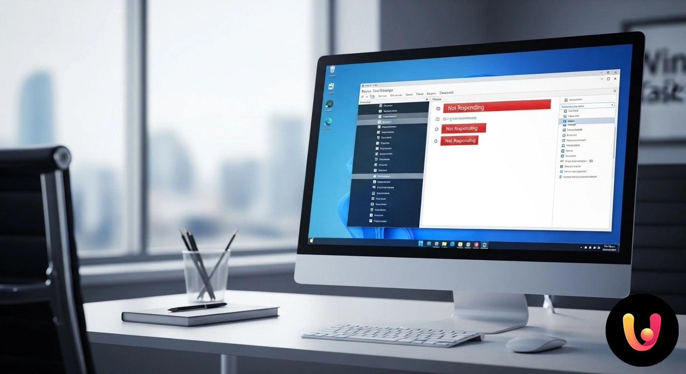 Articolo su Problemi di task manager su Windows - Guida completa elementi grafici correlati al tema trattato su sfondo professionale
