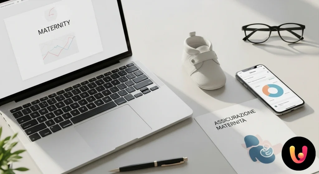 Libera professionista incinta alla scrivania che consulta il computer portatile e prende appunti su un quaderno.