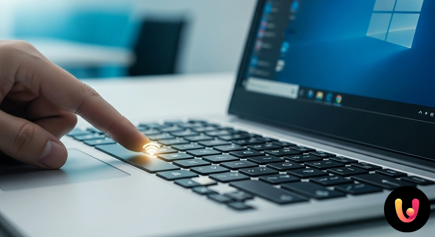 Problemi di connessione WiFi su Windows? Scopri le soluzioni rapide. Laptop con icona di assenza di connessione internet sulla barra delle applicazioni di windows.