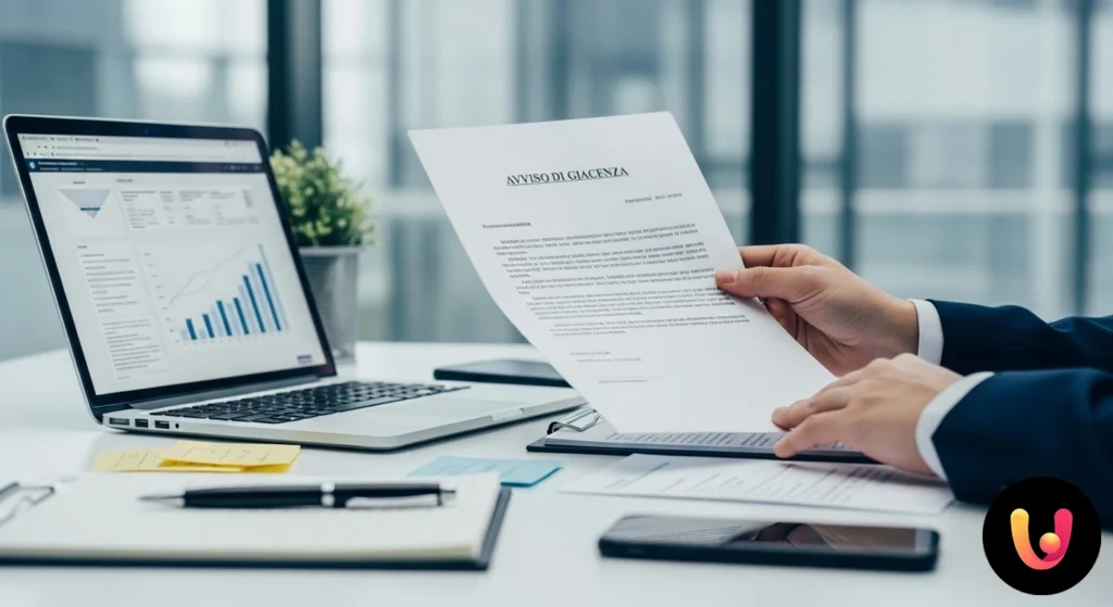 Persona che consulta un avviso di giacenza cartaceo, tenendolo in mano per leggerne il contenuto.