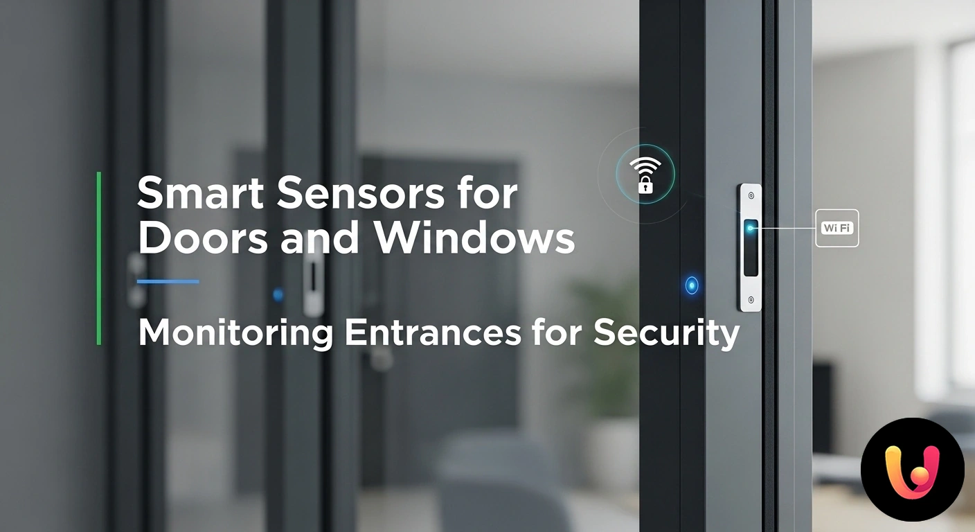 Monitora gli ingressi di casa con i sensori smart per porte e finestre. Sensore di contatto smart installato sul telaio di una finestra che invia una notifica di sicurezza a uno smartphone.