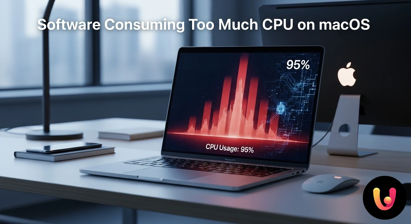 Risolvere problemi di consumo eccessivo CPU del software su Mac. Finestra di monitoraggio attività su macos che mostra un processo specifico con un'alta percentuale di utilizzo della cpu.