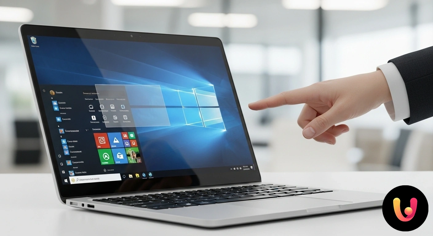 Schermo touch non responsive su Windows: guida completa alla risoluzione. Dito di una persona che tocca lo schermo di un laptop windows senza che l'interfaccia grafica risponda al comando.