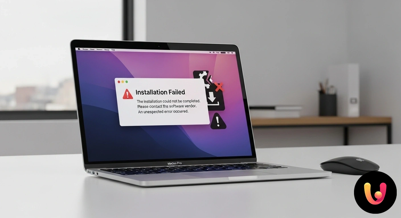 Risoluzione problemi installazione software su Mac. Icona di un'applicazione per computer con un segnale di divieto, a simboleggiare un software che non si installa su macos.