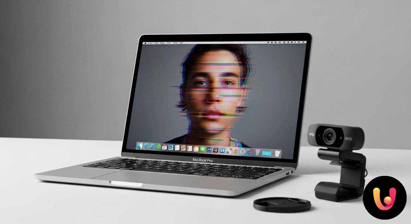 La webcam del Mac non funziona? Scopri come risolvere il problema. Messaggio di errore 'nessuna fotocamera collegata' visualizzato sullo schermo di un computer mac durante una videochiamata.