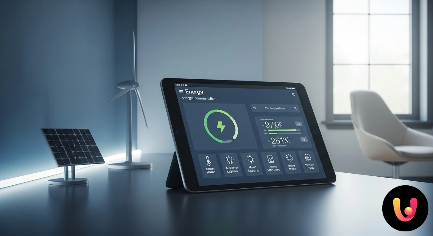 Domotica e Efficienza Energetica: Controlla la Casa e Riduci i Costi Mano che interagisce con un tablet per il controllo della domotica e il monitoraggio dei consumi energetici di casa.