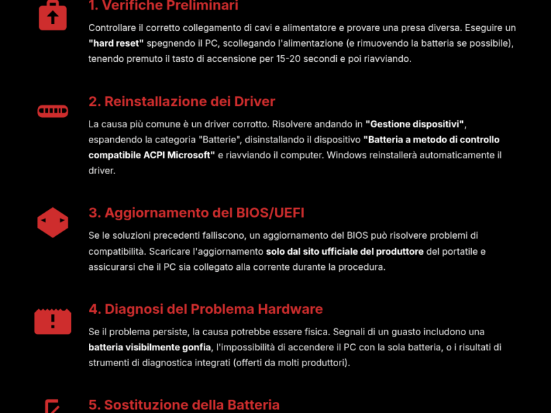 Infografica: Batteria non rilevata Windows: la guida semplice e rapida