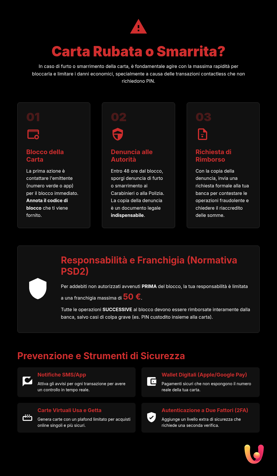 Carta Rubata o Smarrita? Guida a Blocco e Denuncia - Infografica riassuntiva