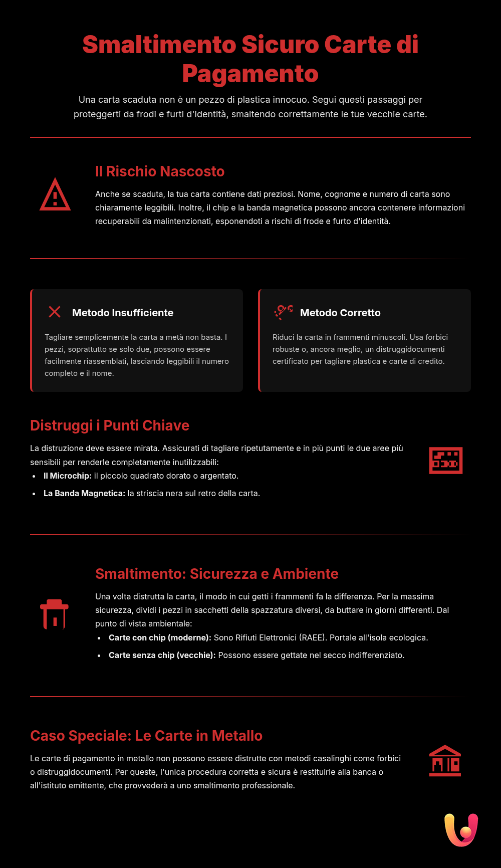 Carta scaduta: come distruggerla per non essere truffati - Infografica riassuntiva