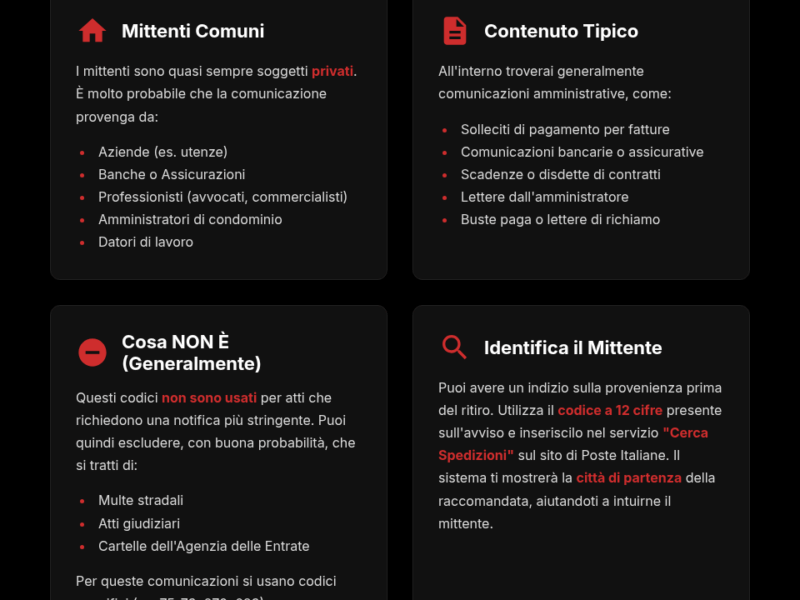 Infografica: Codice Raccomandata 15: Chi &egrave; il mittente? Guida Definitiva