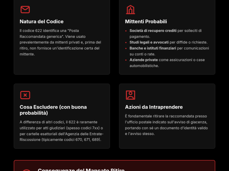 Infografica: Codice Raccomandata 622: Chi Manda? Guida Completa