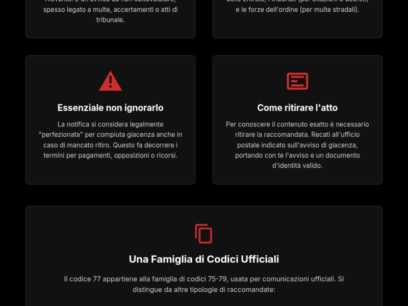 Infografica: Codice Raccomandata 77: Guida a Mittente e Significato