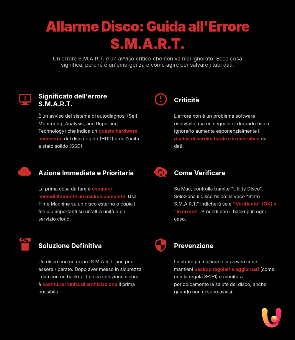 Errore SMART su Mac: cosa fare per non perdere i tuoi dati - Infografica riassuntiva