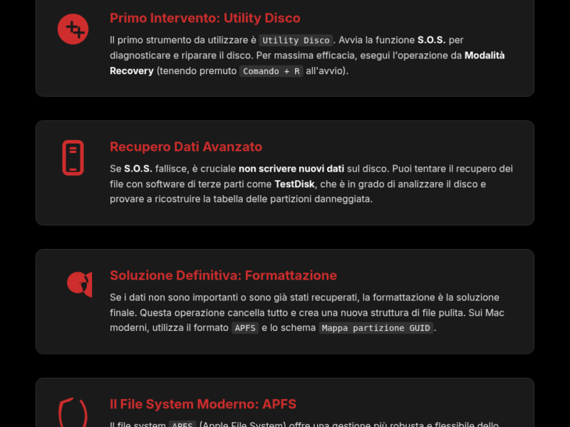 Infografica: Errori partizione Mac: la guida per risolverli subito e salvare i dati