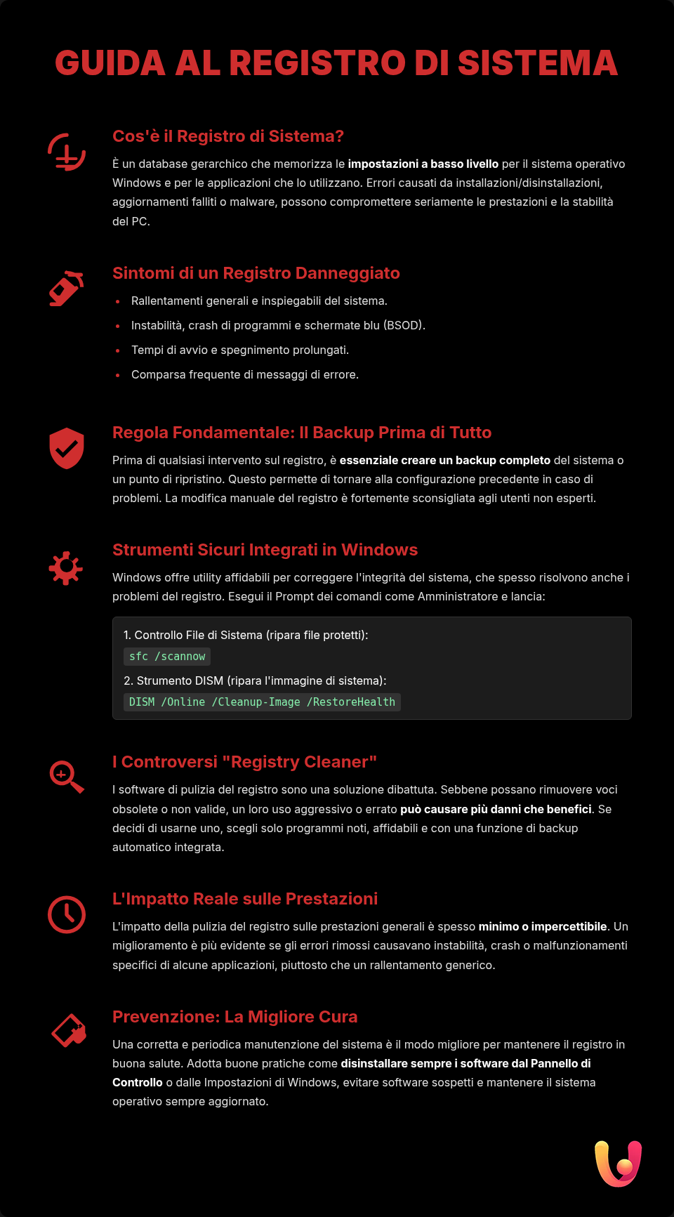 Errori Registro Windows: La Guida per Risolverli Tutti - Infografica riassuntiva