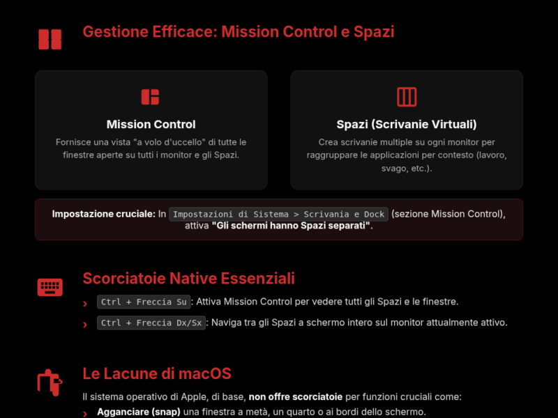 Infografica: Mac e pi&ugrave; monitor: le scorciatoie per dominarli