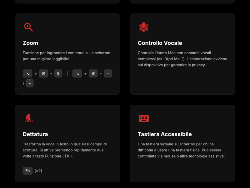 Infografica: Mac: la guida all'accessibilit&agrave; con le scorciatoie da tastiera