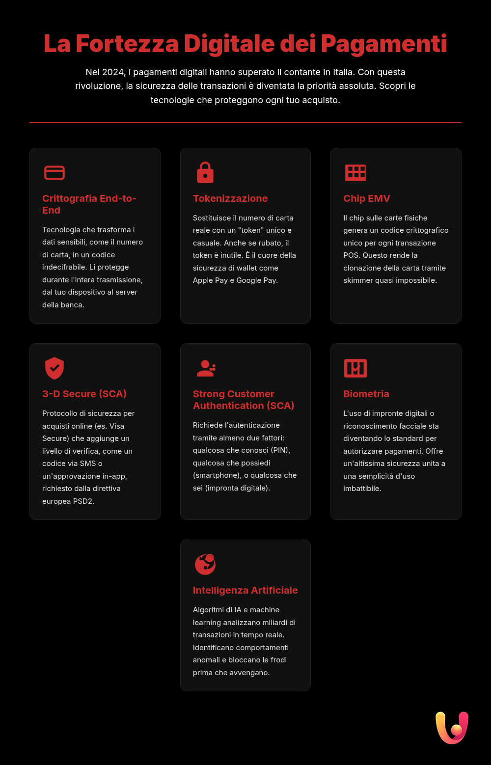 Pagamenti Digitali Sicuri: Crittografia e Biometria - Infografica riassuntiva