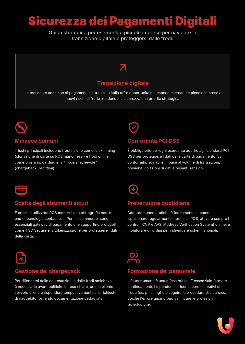 Pagamenti Sicuri: Guida per Esercenti e Piccole Imprese - Infografica riassuntiva