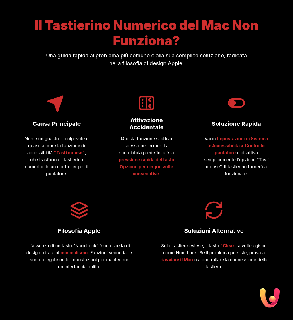 Problemi Num Lock su MacBook? Ecco come risolverli - Infografica riassuntiva