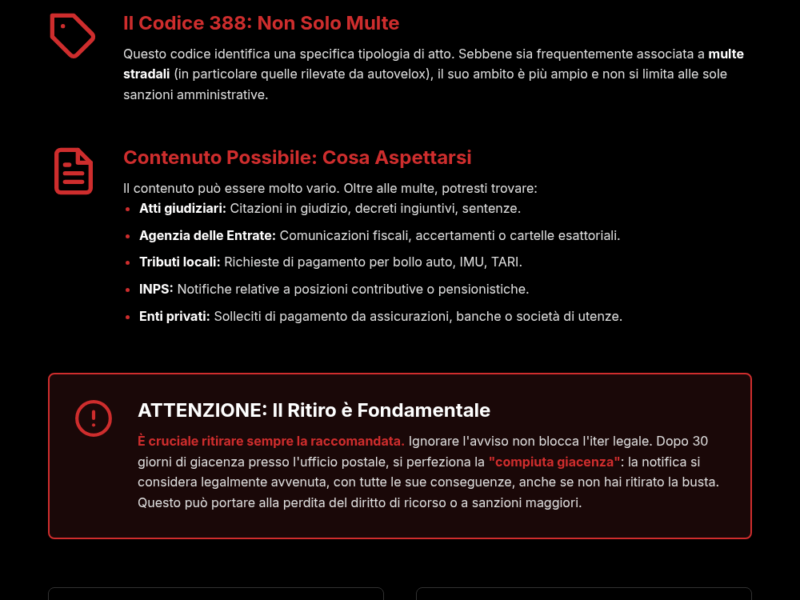 Infografica: Raccomandata market 388: ecco cosa contiene