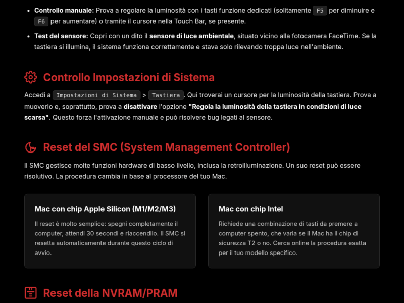 Infografica: Tastiera retroilluminata Mac non funziona? Guida per risolvere