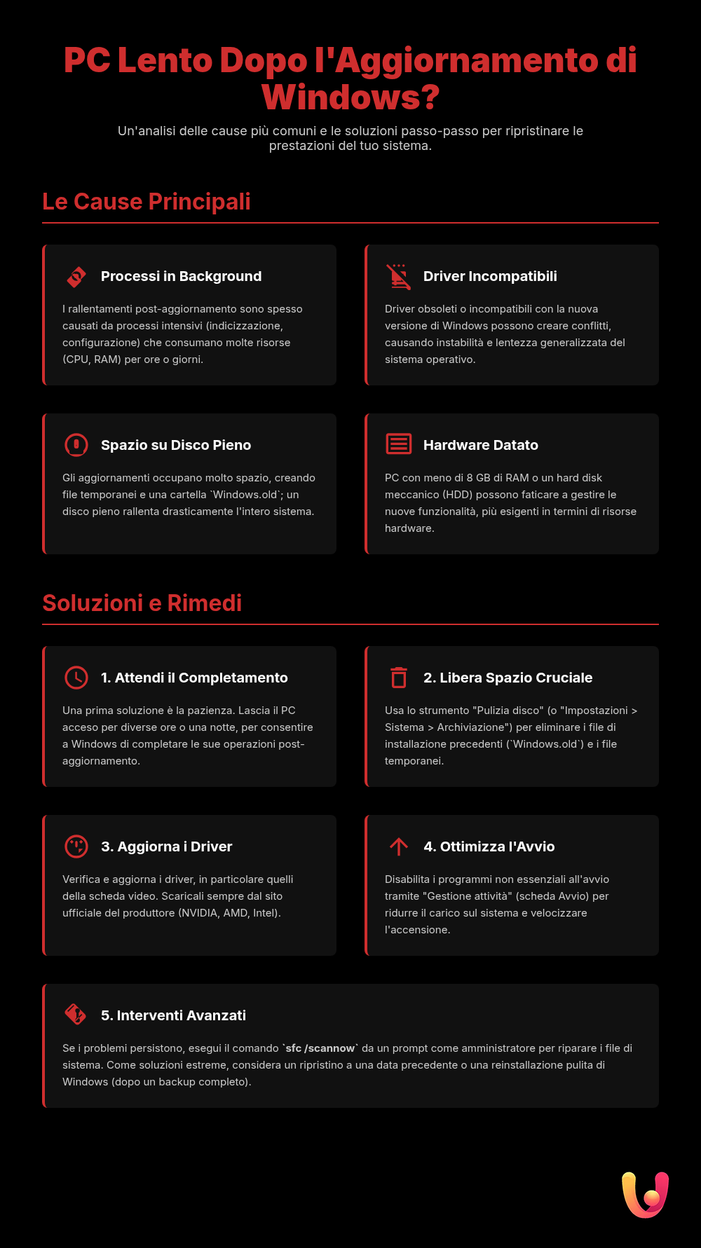 ¿Windows Update lento? Soluciones para un PC más rápido - Infografía resumen