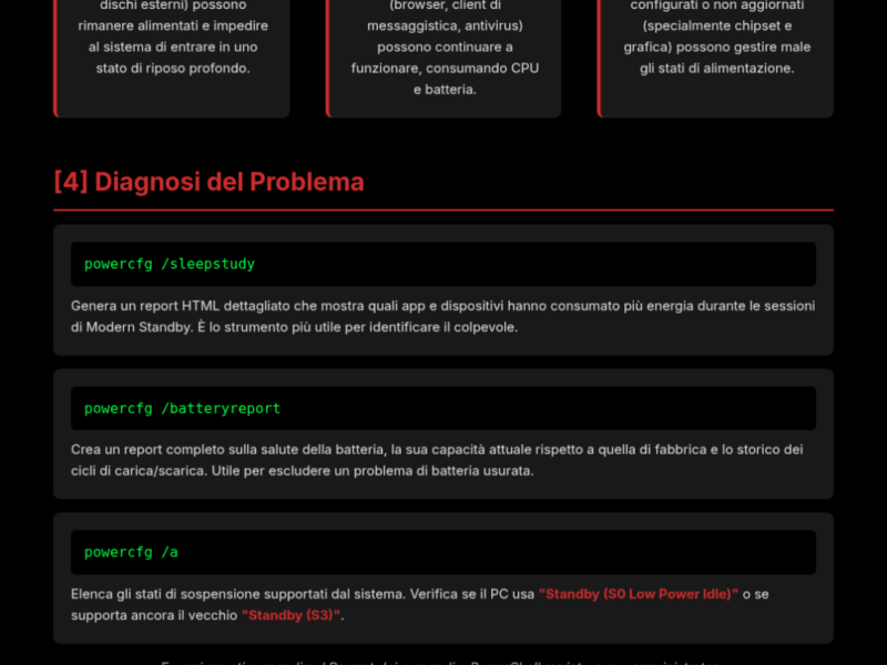 Infografica: Windows, la batteria si scarica in sleep? Ecco la soluzione