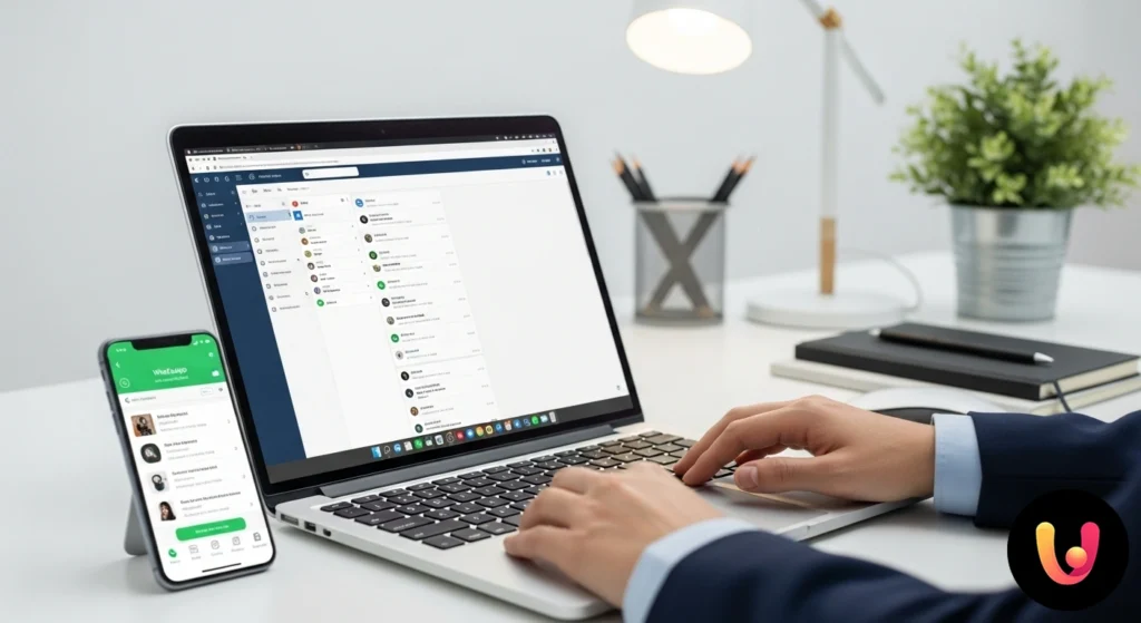 Interfaccia di whatsapp web con il puntatore del mouse che seleziona l'opzione 'nuovo gruppo' dal menu principale a tendina.