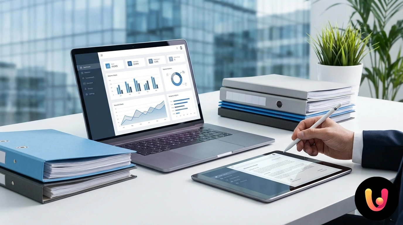 Hands signing insurance documents on a tidy desk with a calculator and glasses