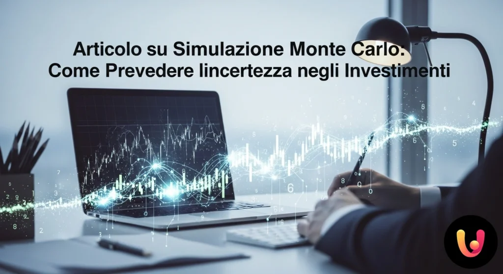 Simularea Monte Carlo: Prezicerea Incertitudinii Grafico con molteplici linee curve che si diramano da un punto iniziale, a rappresentare i possibili scenari futuri di un val