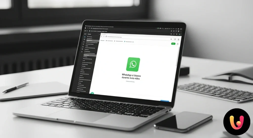 WhatsApp Web stürzt bei Videos ab? Hier ist die endgültige Lösung Schermata di whatsapp web che mostra una barra di avanzamento bloccata durante il tentativo di invio di un file video.