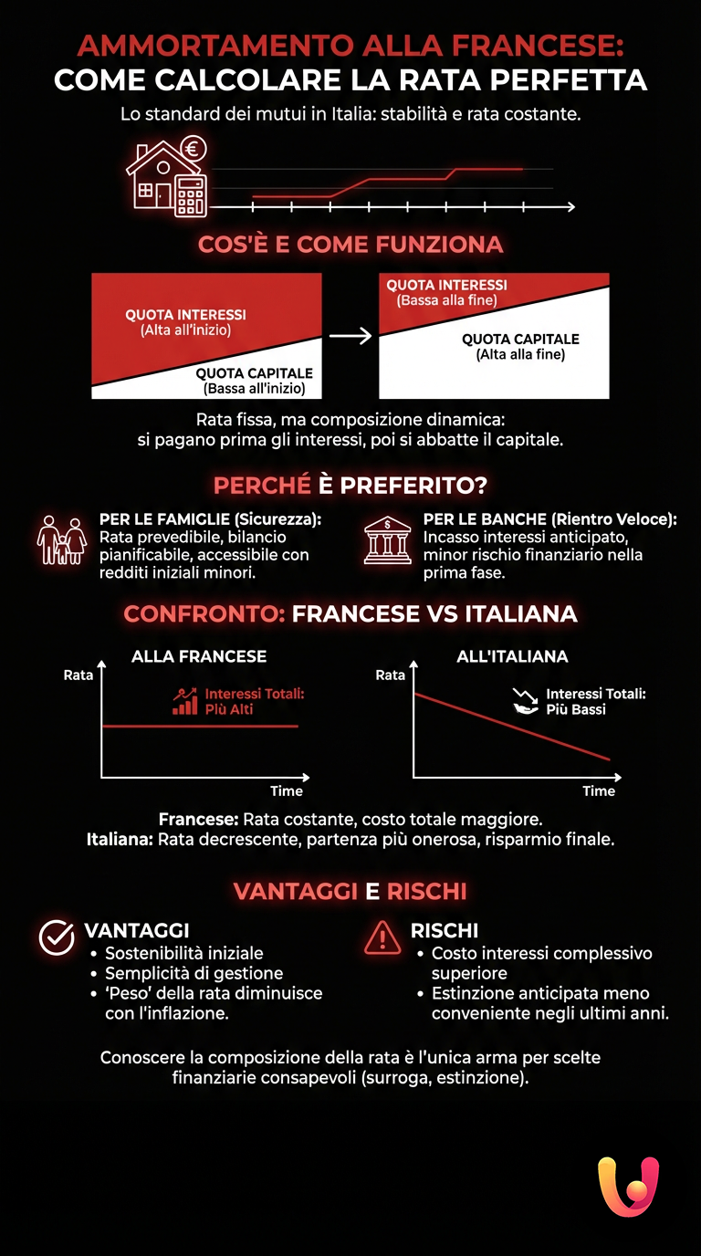 Ammortamento alla Francese: Come Calcolare la Rata Perfetta - Infografica riassuntiva