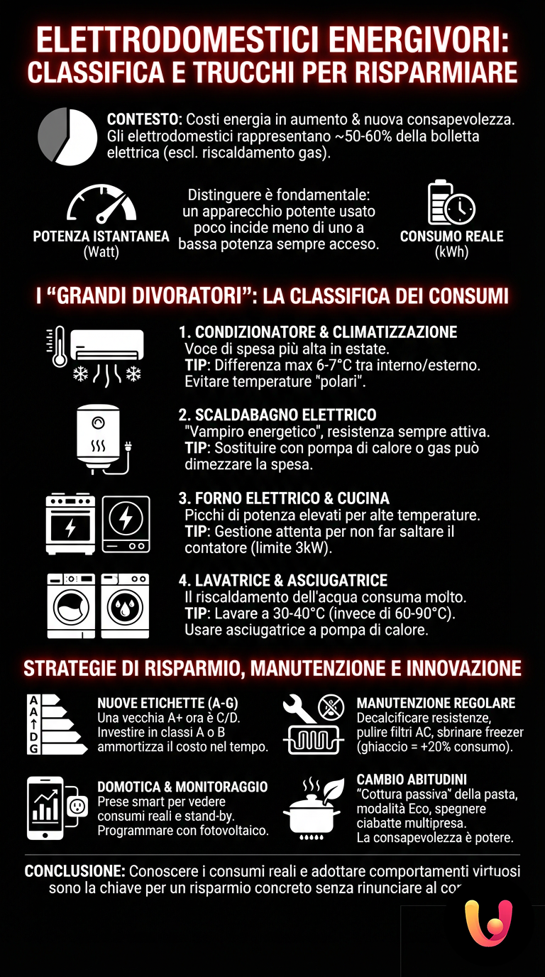 Elettrodomestici Energivori: Classifica e Trucchi per Risparmiare - Infografica riassuntiva