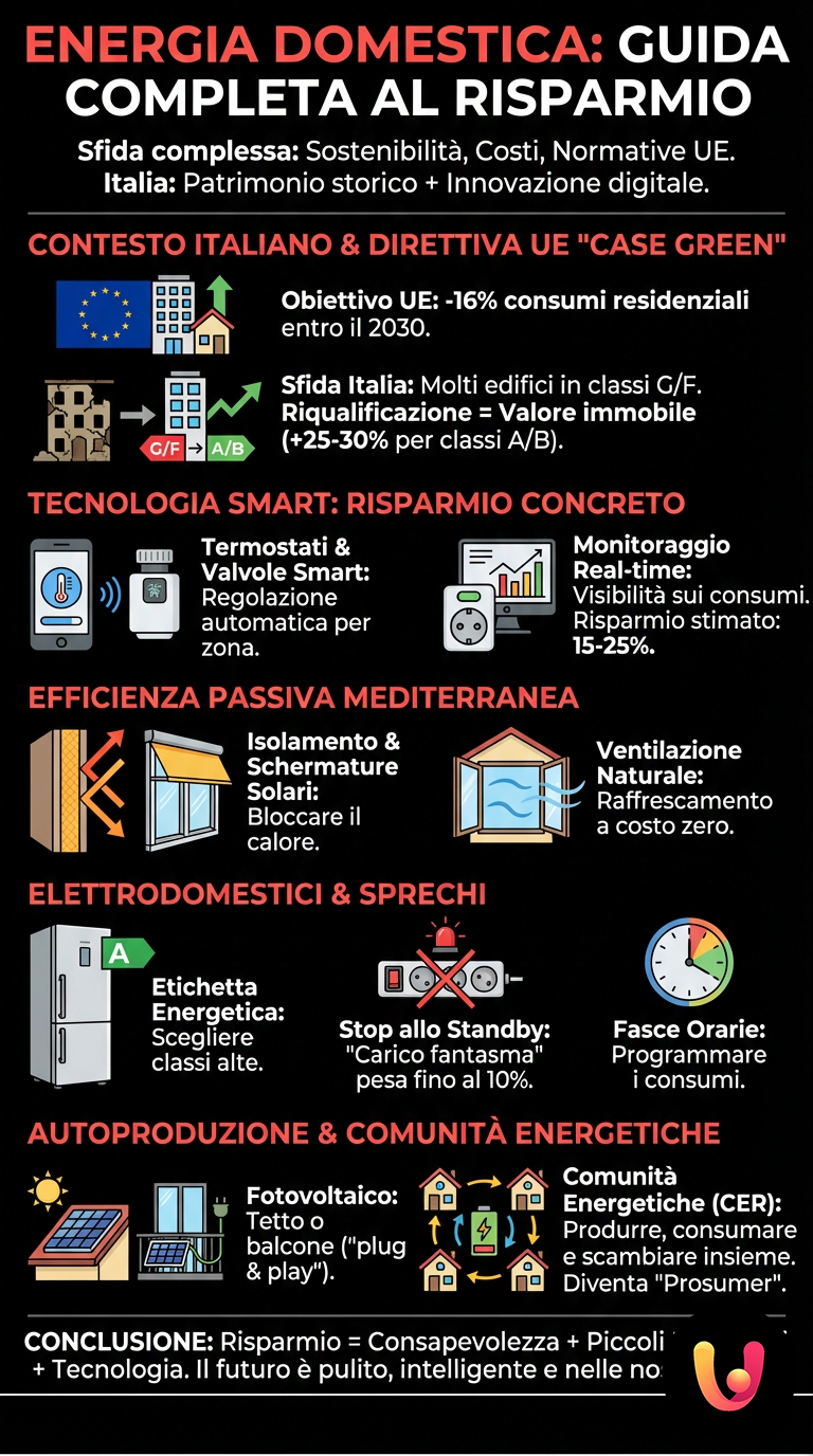 Energia Domestica: Guida Completa al Risparmio - Infografica riassuntiva