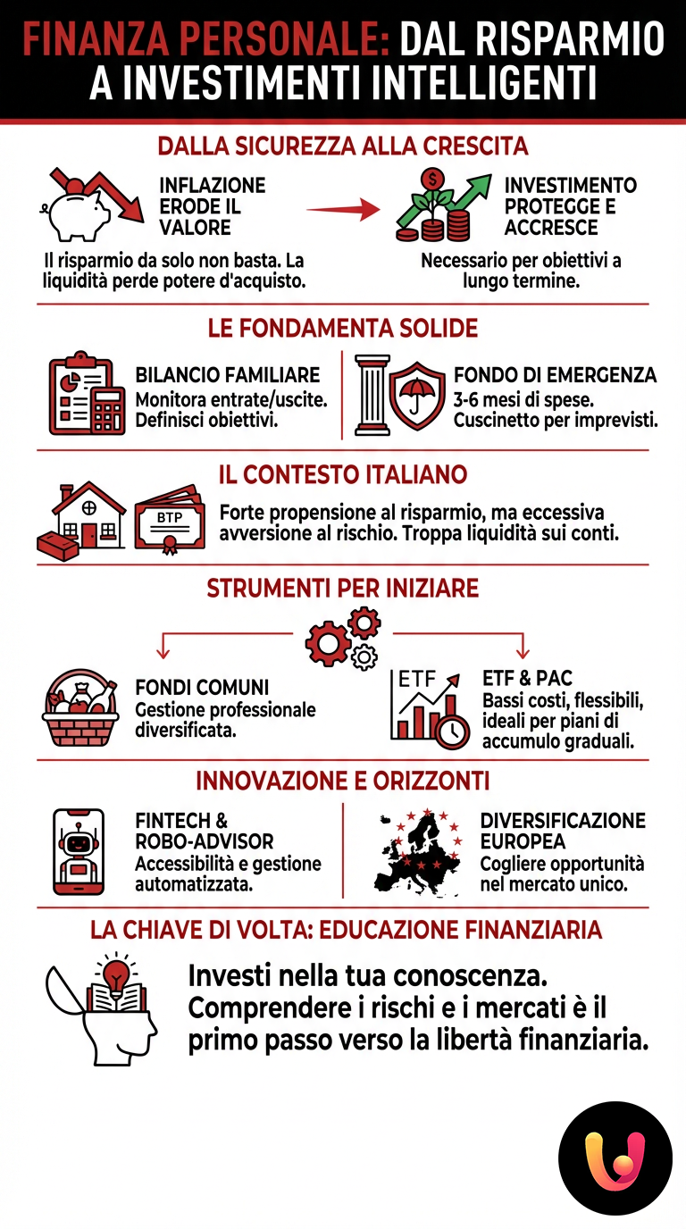 Finanza Personale: dal Risparmio a Investimenti Intelligenti - Infografica riassuntiva