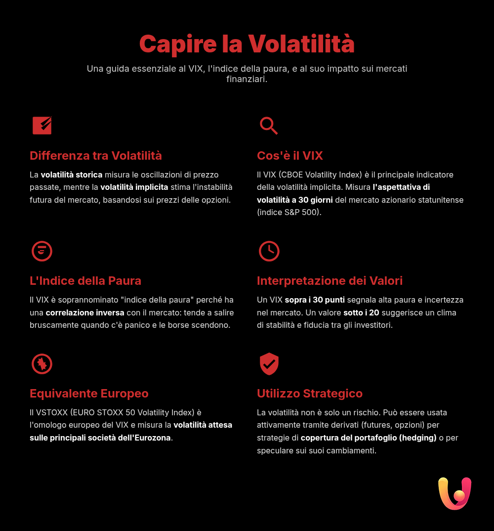 Guia do VIX: compreender a volatilidade e o &iacute;ndice do medo - Infogr&aacute;fico resumo