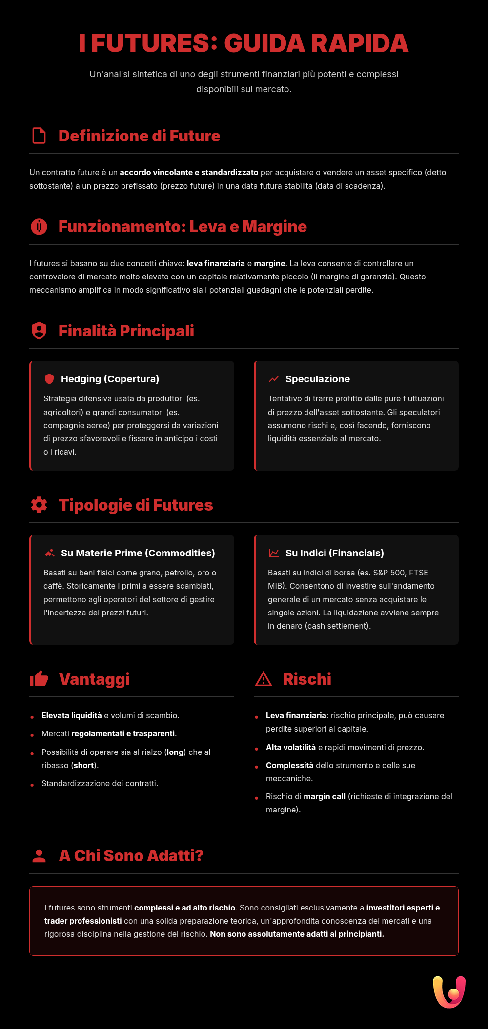 Investieren in Futures: Ein Leitfaden zu Kontrakten, Rohstoffen und Indizes - Zusammenfassende Infografik