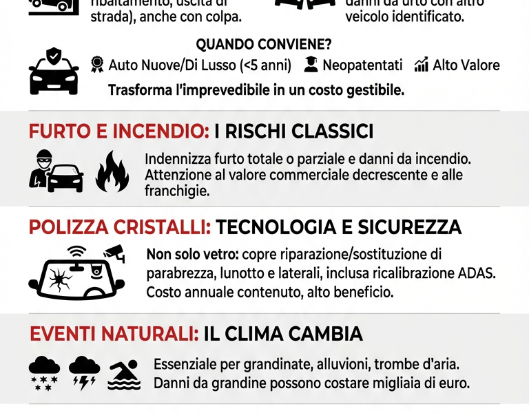 Infografica: Kasko e Cristalli: Quali Garanzie Auto Convengono Davvero?