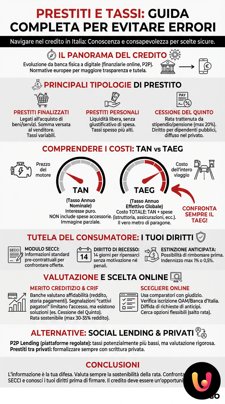 Prestiti e Tassi: Guida Completa per Evitare Errori - Infografica riassuntiva