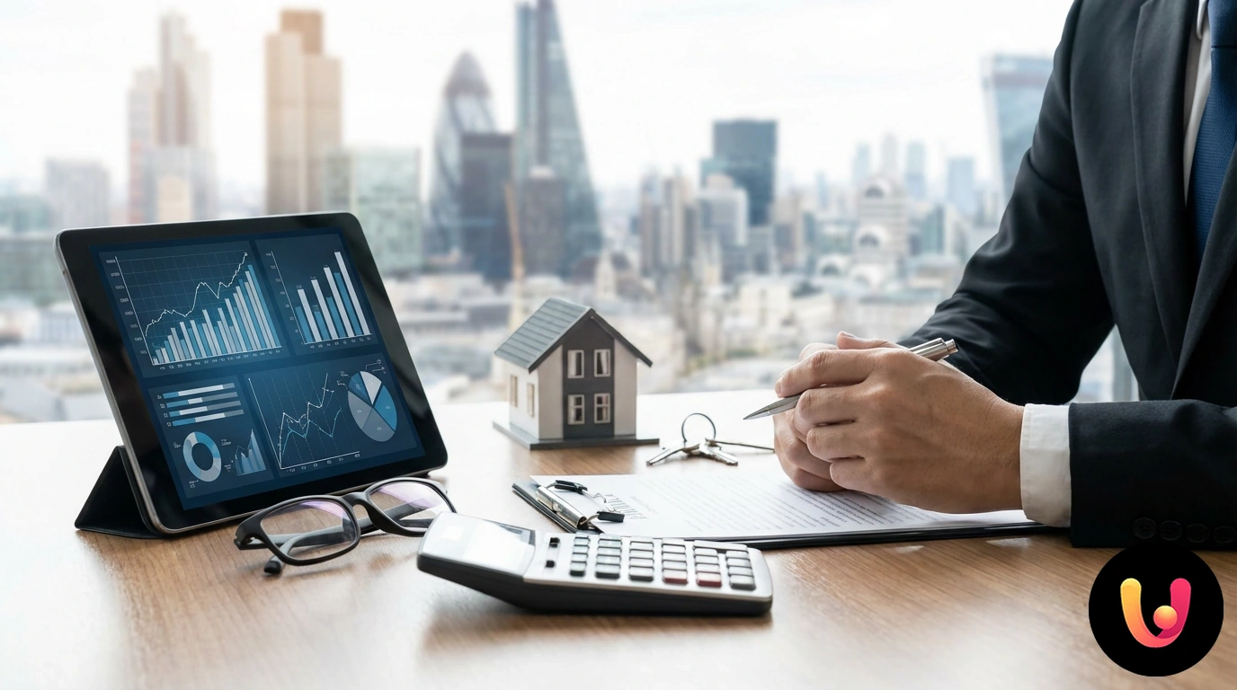 Signature de documents pour un prêt immobilier avec une calculatrice et un trousseau de clés au premier plan