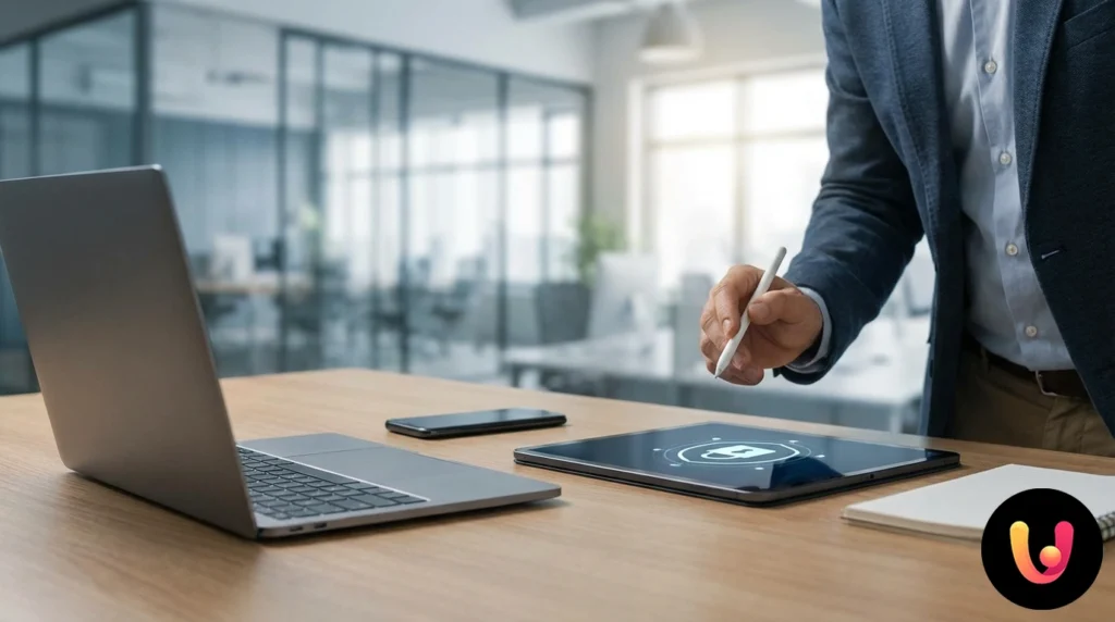 Lucchetto digitale luminoso sovrapposto a una mappa di rete globale su schermo di laptop