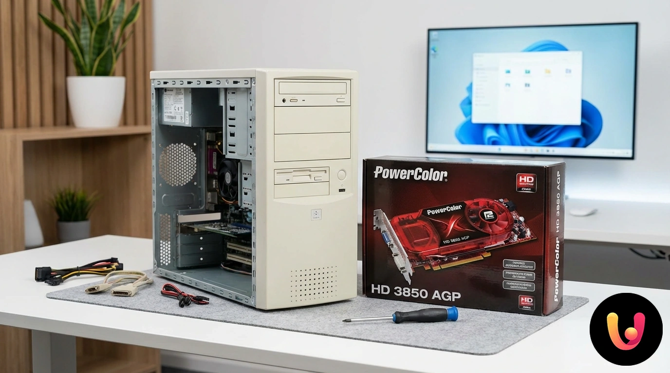 Placă video powercolor hd 3850 agp cu radiator activ și conectori dvi pentru upgrade pc vintage