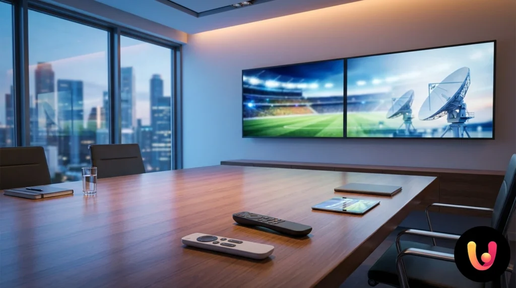 Loghi dazn e sky affiancati su sfondo di uno stadio per il confronto tra piattaforme streaming e satellitari