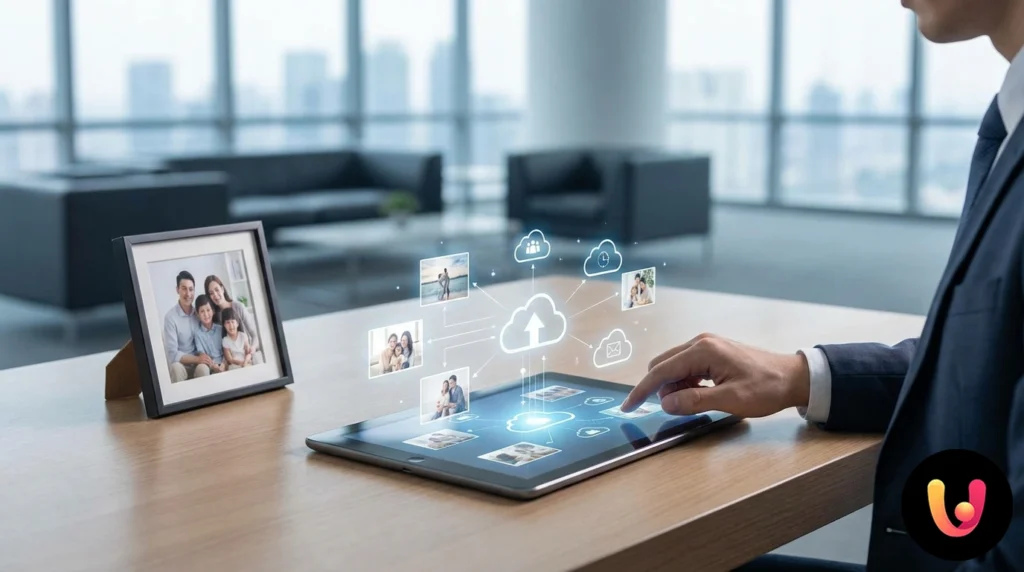 Manos sobre teclado de portátil mientras configuran un contacto de legado para la gestión de cuentas digitales
