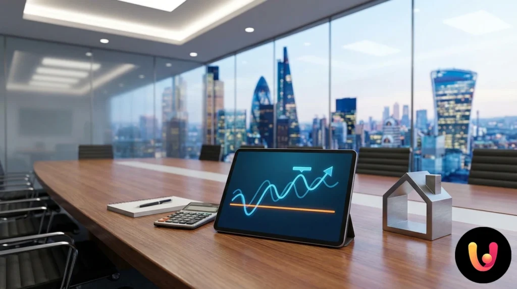 Calcolatrice su grafici finanziari che comparano curve dei tassi di interesse e piani di ammortamento