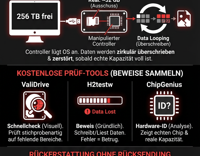 Infografica: 256-TB-Festplatte: So entlarven Sie den Betrug und erhalten eine R&uuml;ckerstattung