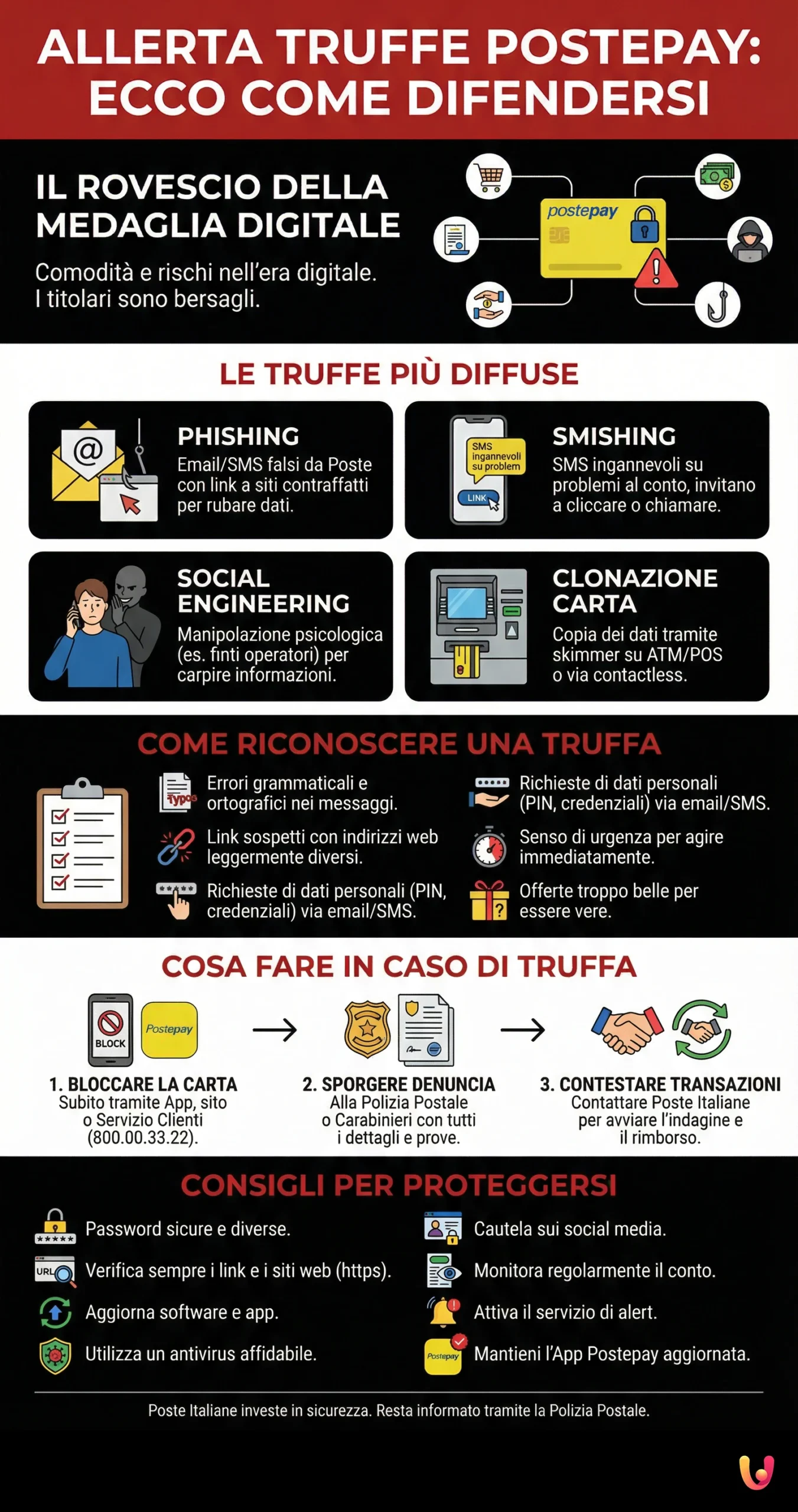 Allerta Truffe Postepay: ecco come difendersi - Infografica riassuntiva