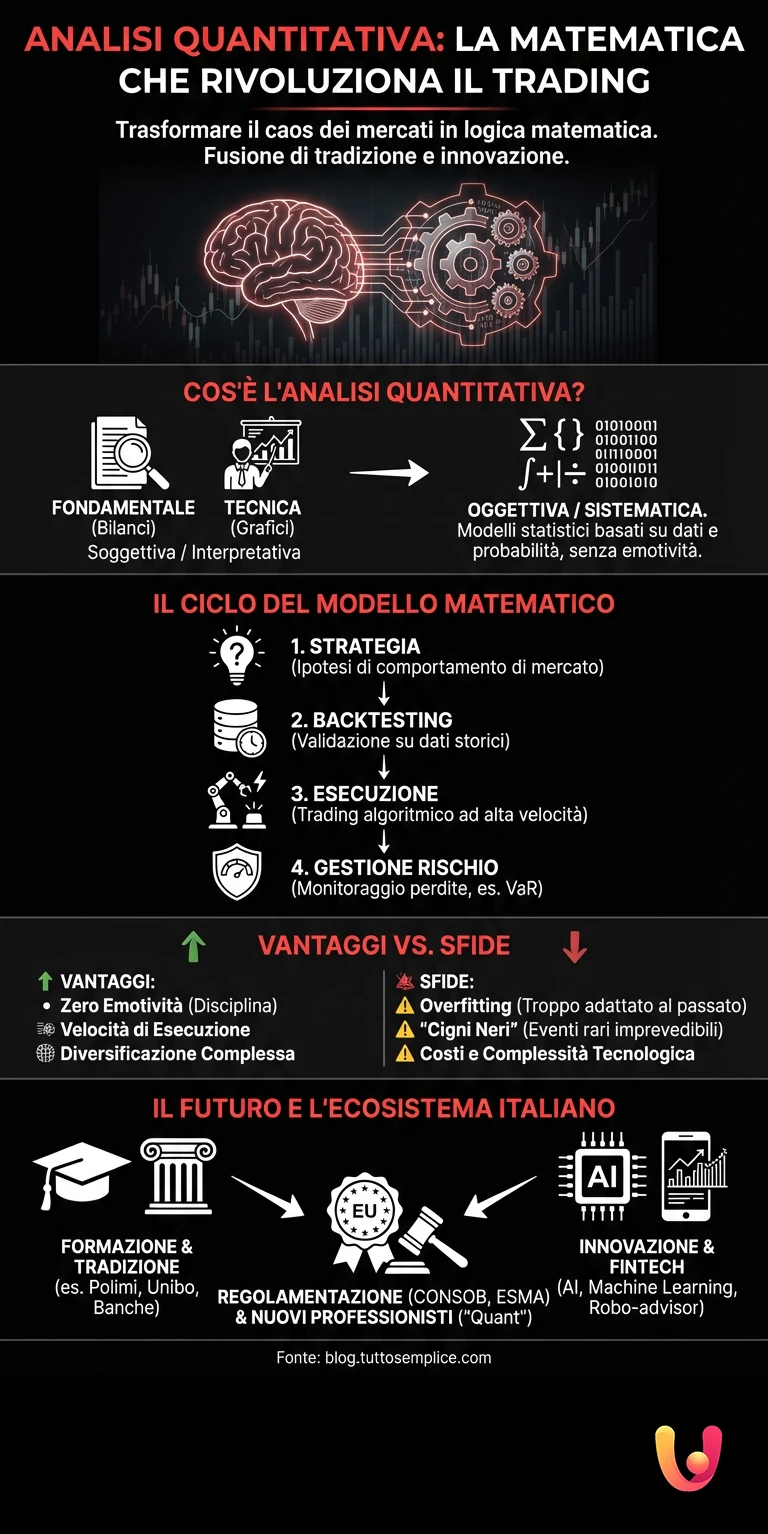 Analisi Quantitativa: La Matematica che Rivoluziona il Trading - Infografica riassuntiva